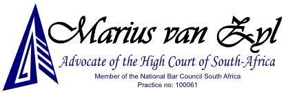 Advocate Marius Van Zyl (Uitenhage / Kariega) Attorneys / Lawyers / law firms in Kariega / Uitenhage (South Africa)